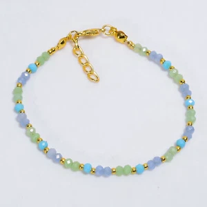 Mehrfarbiger Chalzedon Edelstein Rund Ethno Handarbeit Schmuck Armband 7-8" y107 - Bild 1 von 6