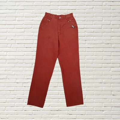 Vintage 80s 90s Rough Rider Western Jeans Burnt Orange Studded Yoke - Image 1 of 4