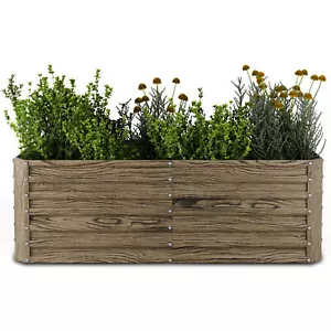 Blumfeldt Straight Hochbeet 972 L Metall Holzoptik wetterfester Pflanzenkasten - Bild 1 von 7