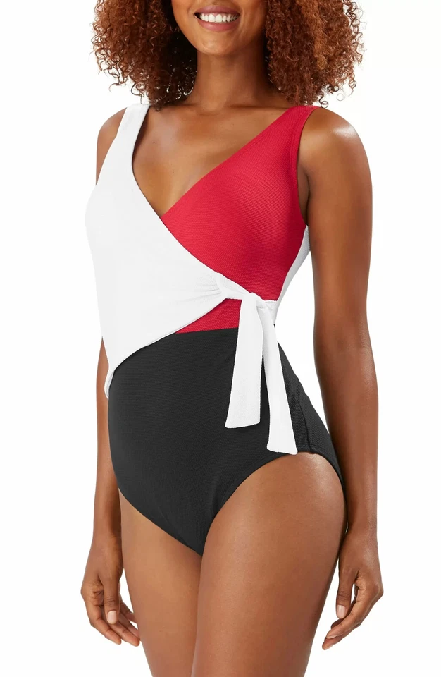 Tommy Bahama Colorblock Scoop Back One-Piece D1147 Womens Swimsuit Size 8 - Image 1 of 1