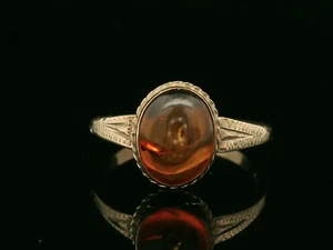 Vintage Ring 9 kt Gelbgold & natürlicher Bernstein - Größe P - Bild 1 von 12