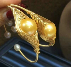 new 1pcs 13-14mm AAA Gold Natural South Sea round pearl Bracelet 14K Gold - Picture 1 of 8