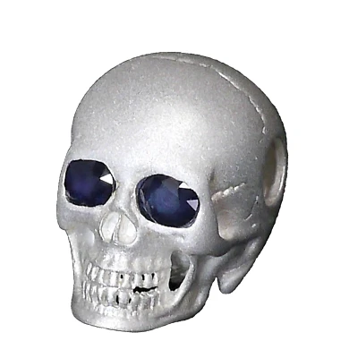 925 Silber mattiert Totenkopf Anhänger ca.40g Saphir Augen Vanitas memento mori - Bild 1 von 4
