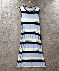 Sportscraft Womens Dress Size 16 Blue Green White Stripe Stretch Knit Sleeveless - Picture 1 of 13
