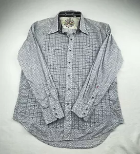 Robert Graham Men’s L Long Sleeve Shirt Blue Geometric Button Down - Picture 1 of 15