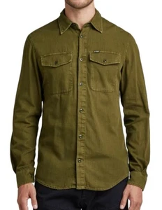G-STAR Marine Shirt Mens 2XL Button Up Long Sleeve Top OLIVE GREEN - Picture 1 of 3