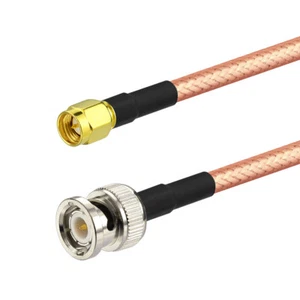 2-pcs BNC Male to SMA Male RG142 Coaxial Pigtail Cable 15m for 4G Wifi Antenna - Picture 1 of 3