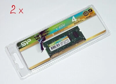 DDR3L-1600 SODIMM 204pin RAM 2x 4GB module Silicon Power/Samsung laptop/notebook - Image 1 of 4