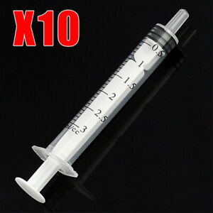 10x 3mL Plastic Nutrient Syringe Injector Liquid Ink Luer Slip Tip Sterile