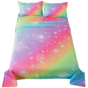 Rainbow Fitted Sheet for Girls 4 Pieces Rainbow Sheets Full for Kids Tie Dye ... - Picture 1 of 9