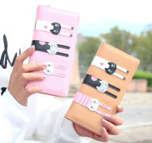 Precioso Bolso sin asas de cuero para tres gatos dama largo con tarjetero de PU - Imagen 1 de 5