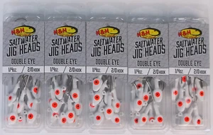 60 DOUBLE EYE 1/4 OZ WHITE SALTWATER JIG HEADS - Picture 1 of 1