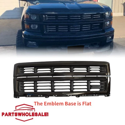 Front Upper Bumper Grille For 2014 2015 Chevrolet Silverado 1500 Black Grill - Image 1 of 4