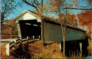 Postkarte Darlington Indiana alte überdachte Brücke Vintage unbesendet - Bild 1 von 2