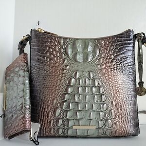 🌹 Brahmin Katie Crossbody Smokey Quartz Leather Messenger Bag + Wallet NWT**HTF