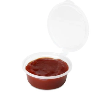 Clear Plastic 4 oz Hinged Sauce Cups - 1000 PCS | Leak-Proof Portion Containers - Picture 1 of 6
