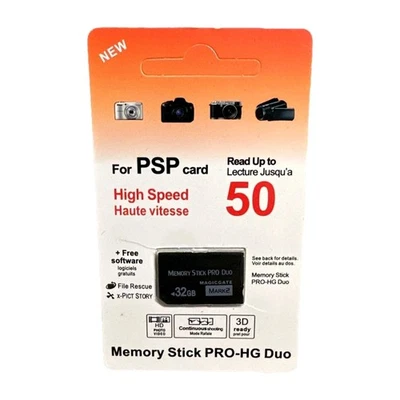 32GB Memory Stick MS PRO-HG Duo HX MagicGate MS Card adapter For SONY PSP Camera - Image 1 of 3