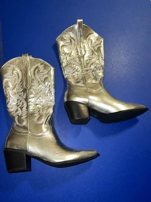 Botas de caubói femininas prata faroeste novo tamanho 6 - Imagem 1 de 4