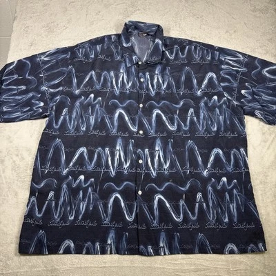 Vtg Y2K Southpole Shirt Mens 4XL Blue Camp Allover Print Button Up Loop Collar - Image 1 of 4