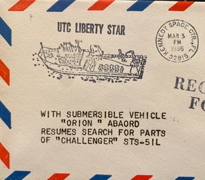 Shuttle STS-51L Challenger Disaster UTC LIBERTY STAR+ ORION TO SEARCH FOR PARTS - Picture 1 of 4