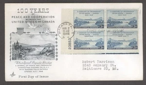 1948 #961 Century of Friendship US -Canada Plate Block First Day Cover! FDC - Picture 1 of 1