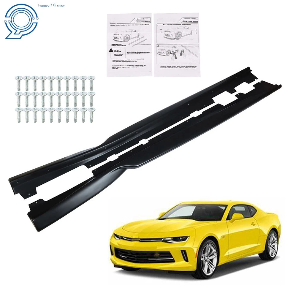 For Chevrolet Camaro 2016 Side Skirt Spoiler Lip Rocker Body Kit (L&R) ABS - Image 1 of 4