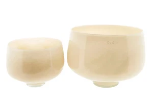 Dutz Schale BOWL RIEKY Farbe Beige, H 19 cm, D 25 cm, Vase, dickes Glas, klein - Bild 1 von 2