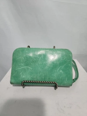 Cartera vintage Hobo The Original verde muñeca cremallera con interior naranja/azul. Foto 1 de 4