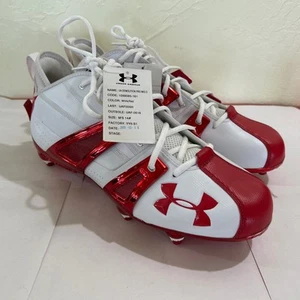 Mens Under Amour football cleats size 14 Red & White Metallic 2009 Sample New - Picture 1 of 21