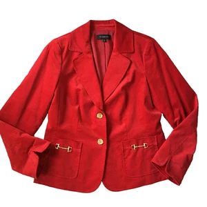 Talbots Cord Blazer Sakko 10 M rot gold Knopf Pferd Trense Gebiss Reitsport - Bild 1 von 9