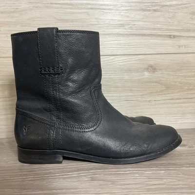 FRYE ANNA Shortie Corto Cuero Pull On Botines Negro 6.5 M Moto Foto 1 de 4
