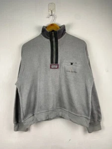 Vintage claudio valentino Crop Top sweatshirt Half Zipper Boxy Grey Size M - Picture 1 of 7