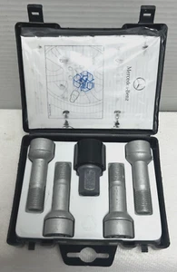 MERCEDES-BENZ GENUINE HIGH SECURITY TYPE SILVER WHEEL LOCKS SET - NEW - Picture 1 of 6