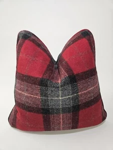 Abraham Moon 100% Wool Cushion in Skye Red - Picture 1 of 6