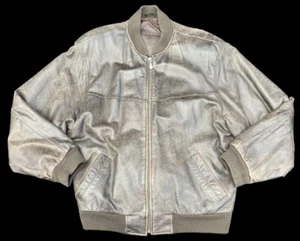 VTG 80/90s Roundtree & Yorke Full Zip Up Distressed Brown Leather Jacket- Mens L - Picture 1 of 10