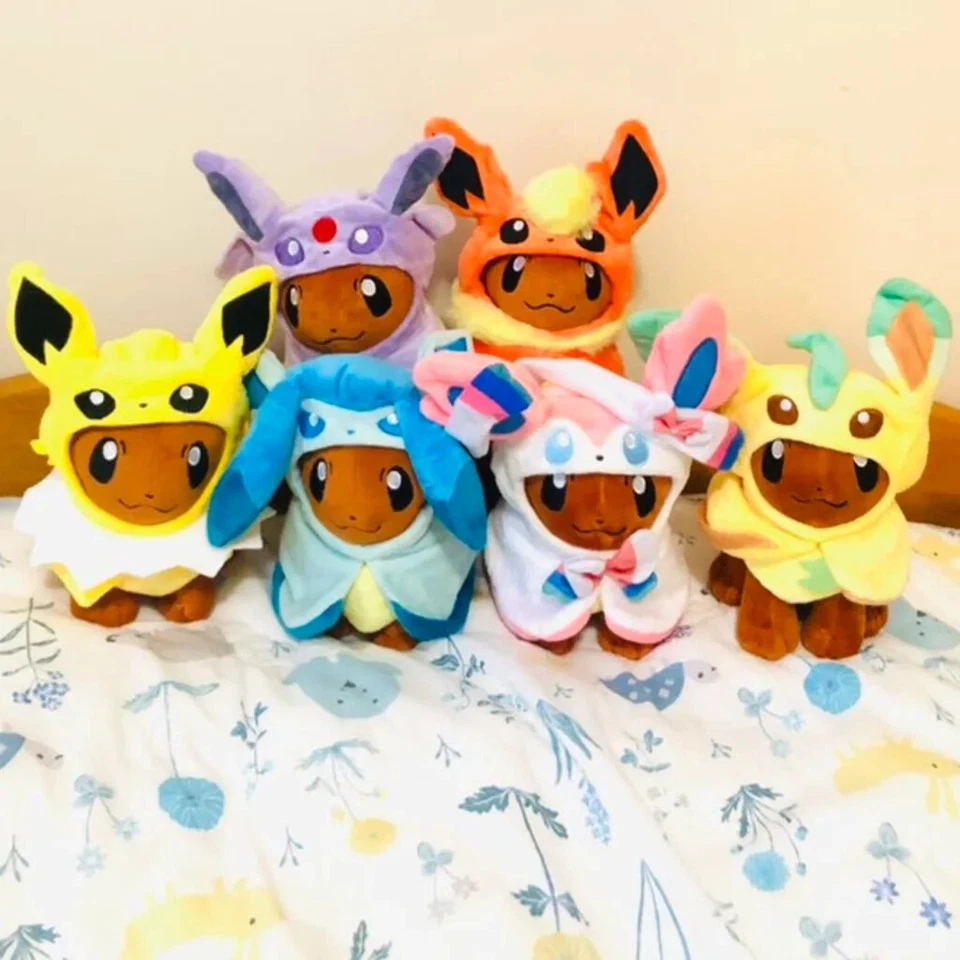 (6) NEW Pokemon Plush Eevee Poncho Set Evolution Switch Nintendo 8in Game Anime - Image 1 of 4