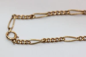 VINTAGE 14K GOLD LINK BRACELET 14KARAT charm figaro bracelet - Picture 1 of 6