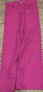 GIRLS OLD NAVY HIGH RISE BAGGY WIDE LEG JEANS SIZE 14-BRIGHT PINK - Picture 1 of 2