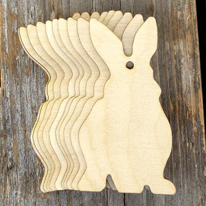 10x Wooden Rabbit Sitting Front Faceing Plain Craft Shape 3mm Ply Animals Pets - Picture 1 of 4