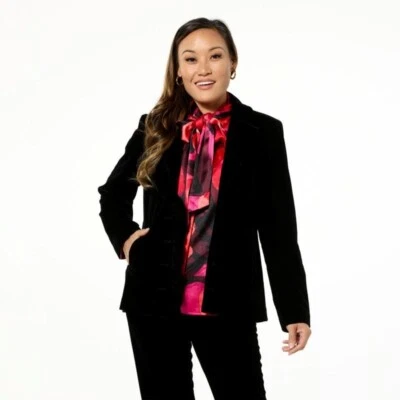 C Wonder by Christian Siriano Casual Velvet Ruffle Blazer Size XL Business Work - Image 1 of 4