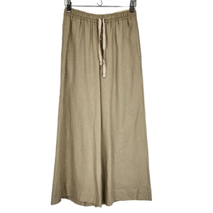 Max Studio NWT Linen Blend Wide Leg Pant XS Beige Cropped Pull On Drawstring - Picture 1 of 10