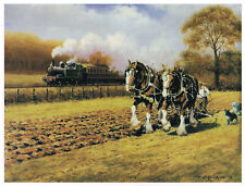 Ploughing Small Vintage GWR Railway Print Picture Don Breckon DBG#76