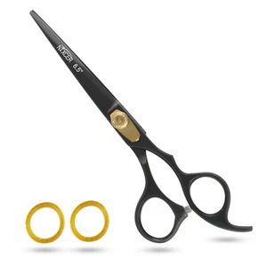 NIXCER HAIR CUTTING SCISSORS RAZOR EDGE JAPANESE STEEL SHEARS 6.5" BLACK/GOLD - Picture 1 of 8