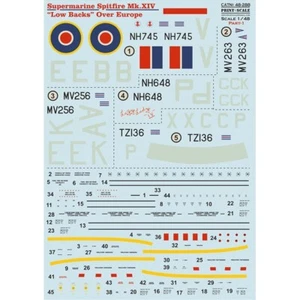 Spitfire XIV Low Backs Part1 complete set 1,5 leaf Decal for airplane Scale 1:48 - Picture 1 of 4