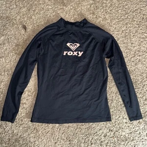 Roxy Rashguard Womens Mediu Black Long Sleeve Surf Top UPF 50 - Picture 1 of 4