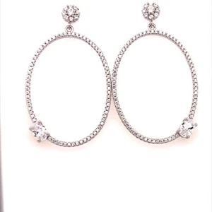 Zircon Oval Earrings - Picture 1 of 1