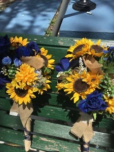 Navy blue white bridal bouquet wedding decorations or you choose colors - Picture 1 of 7