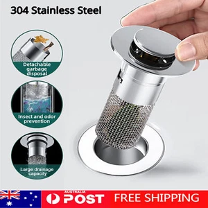 Universal Wash Basin Core Bounce Drain Filter Bathroom Sink Plug Pop-Up Stopper - Picture 1 of 11