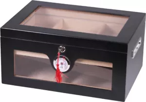 "HUMIDOR 100 CIGARROS NEGRO MATE ** NUEVO ** H 7.09" × W 14.96"" × D 10.63" - Imagen 1 de 3