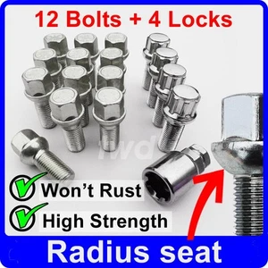 16 x ALLOY WHEEL BOLTS + LOCKS FOR VW GOLF MK1 MK2 MK3 (M12x1.5) NUT LUGS [Y3b] - Picture 1 of 5